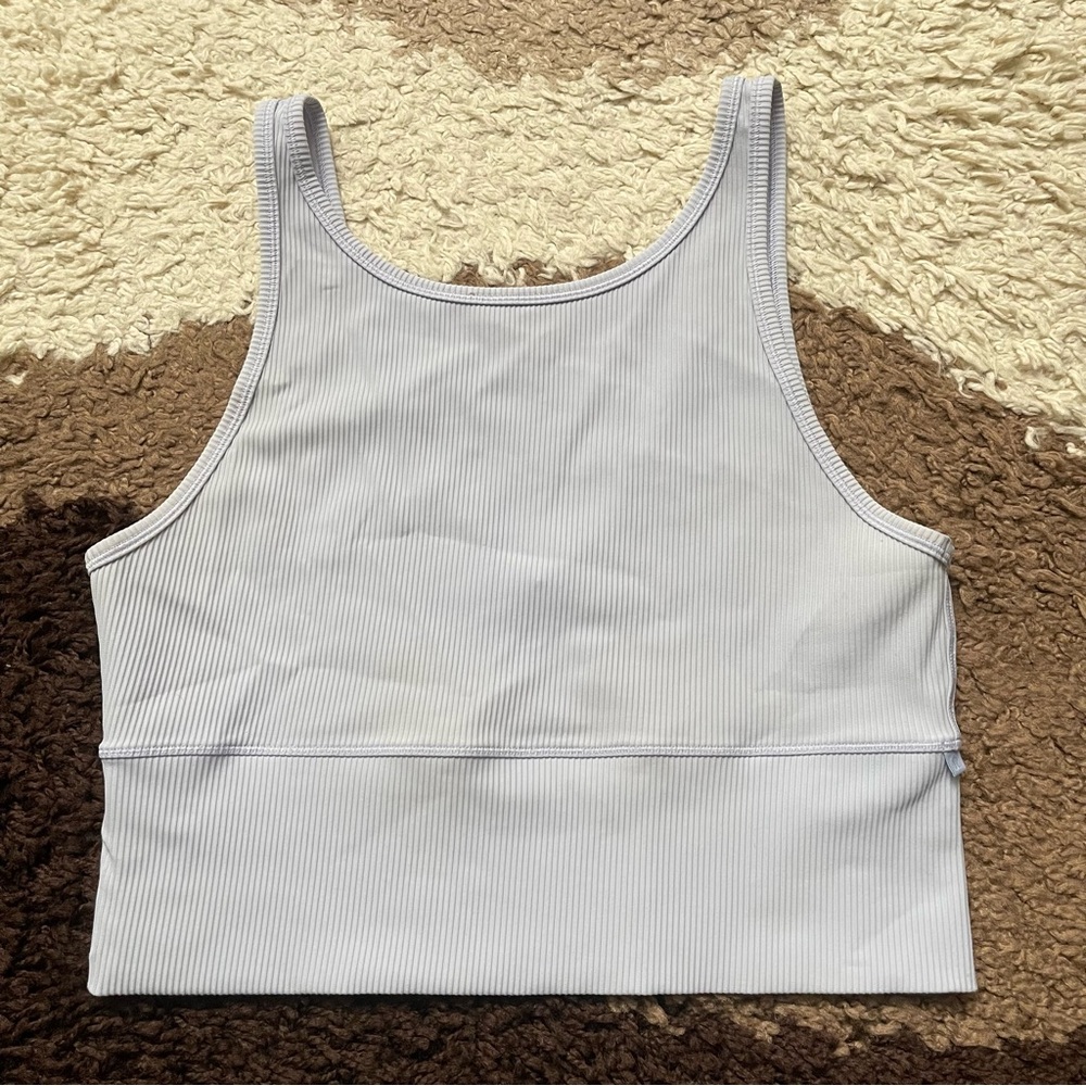 Lululemon Power Pivot Ribbed Tank Top Sz 10 In Pastel Blue - Picture 4 of 9